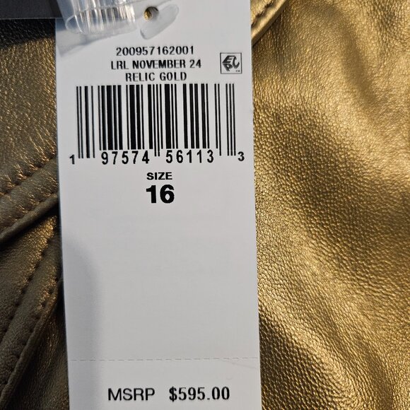 NWT Lauren Ralph Lauren Women's Metallic Leather Peacoat Size 16 - Picture 8 of 14